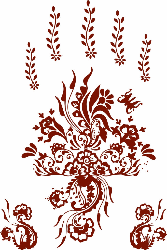 Finger Mehndi Tattoo Flower Henna Tattoo Hand Leaf Boder Tattoo For Women Temporary Tattoo