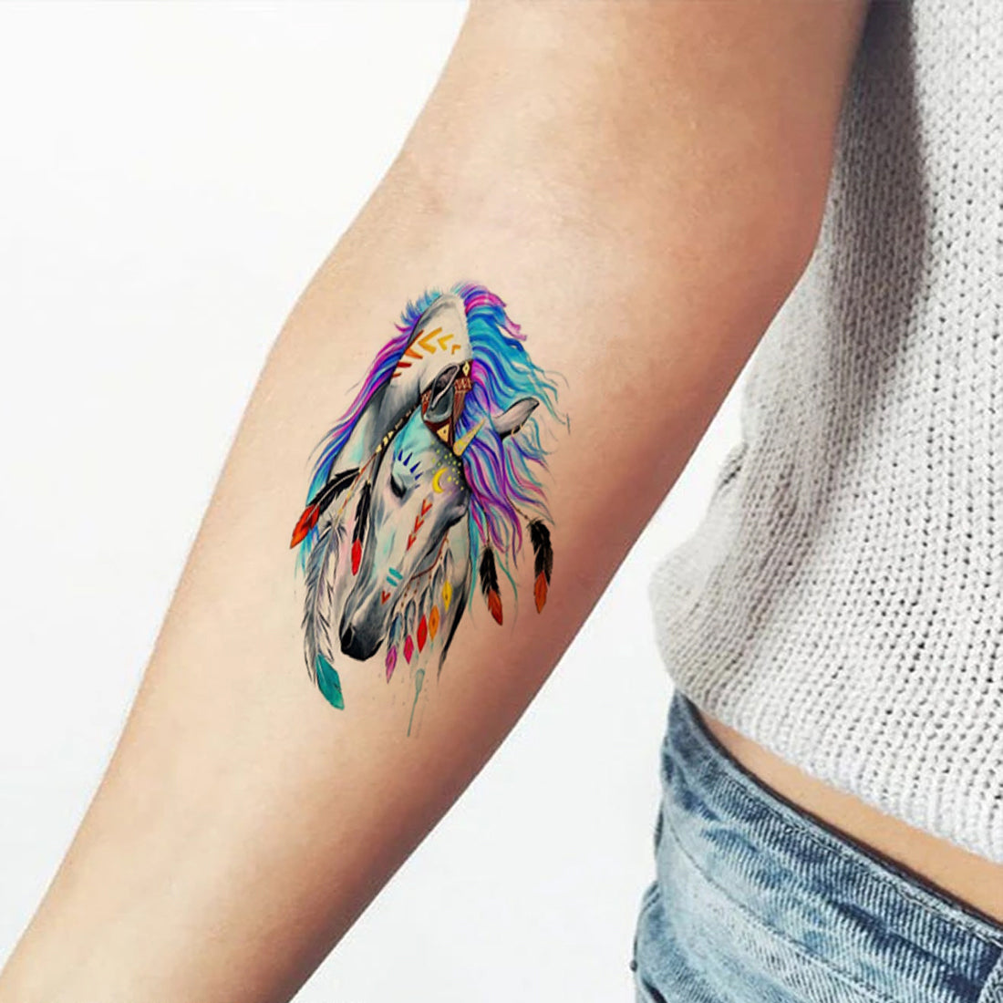 Horses Animal Tattoo Waterproof Male and Female Temporary Body Tattoo - Temporarytattoowala