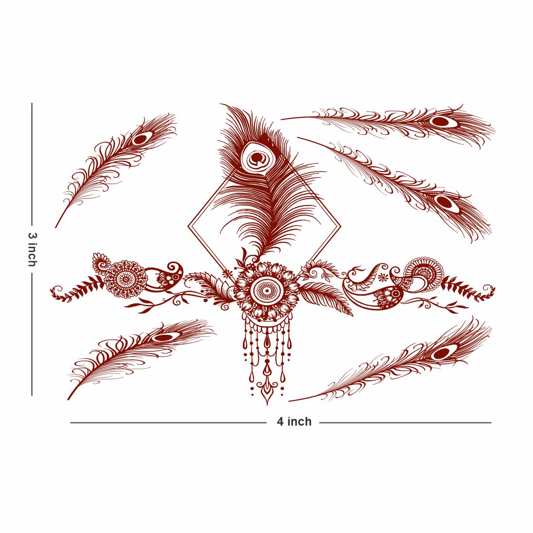 Feather Mehndi Tattoo Design For Women Wedding Design Temporary o Tattoo