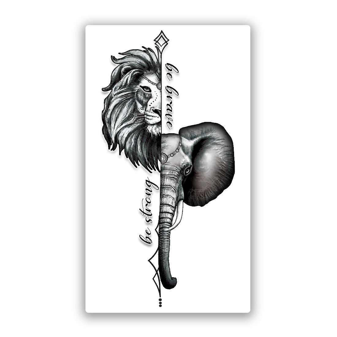 Be brave and Be Happy with Tiger and Elephant Quotes Tattoo Men and Body Tattoo