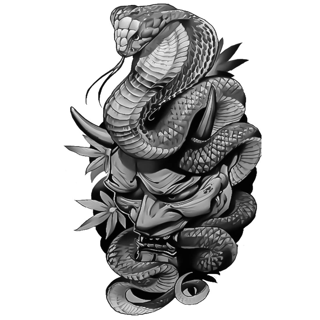 Snake Skull Tattoo Waterproof Male and Female Temporary Body Tattoo - Temporarytattoowala
