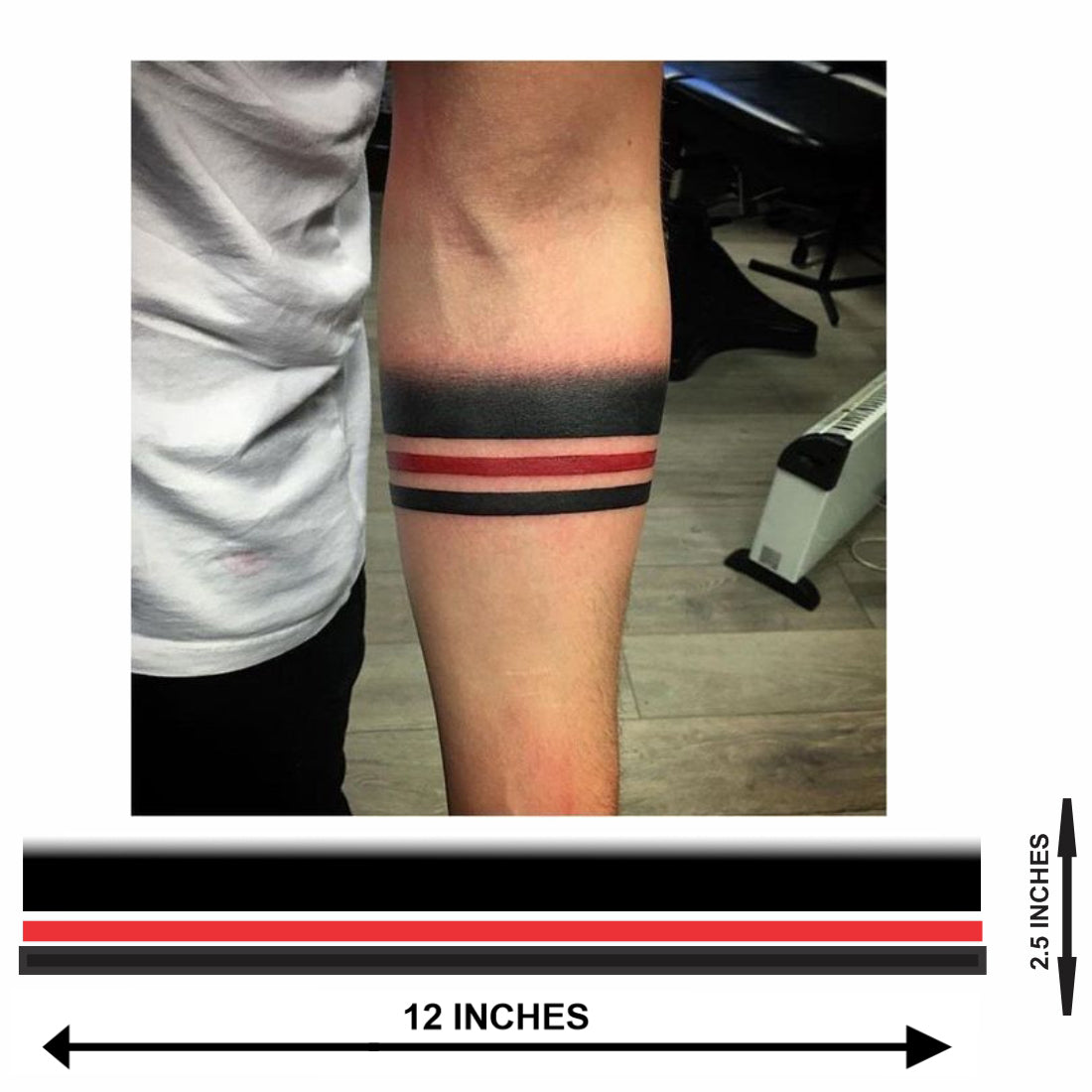 Armband Tattoo Red and Black Stripe Waterproof Men and Women Temporary Body Tattoo hb-14