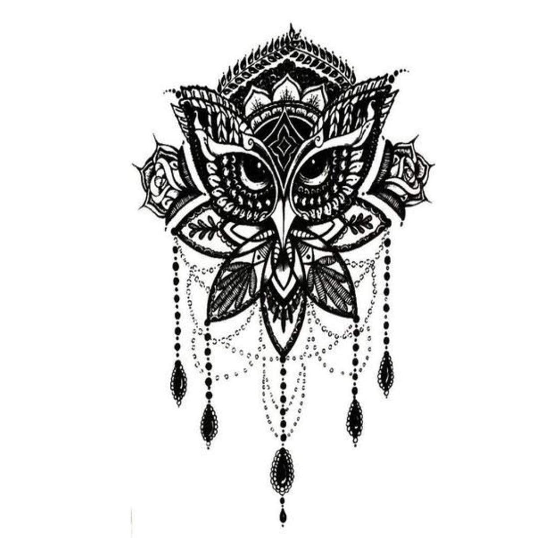Lotus Owl Birds Tattoo Waterproof Male and Female Temporary Body Tattoo - Temporarytattoowala