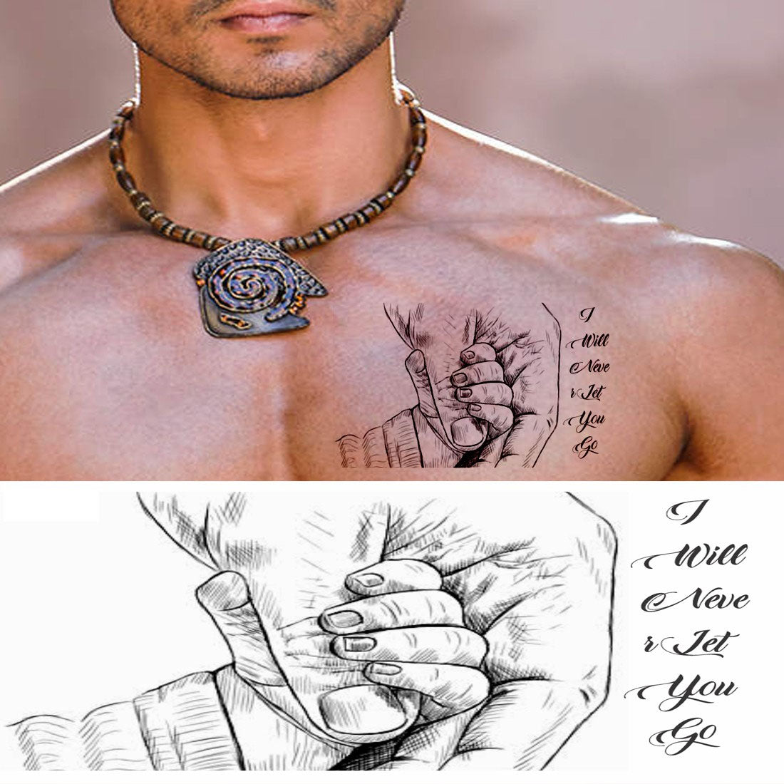 Baby Holding Father's Finger Body Tattoo Waterproof Men and Women Temporary Body Tattoo - Temporarytattoowala