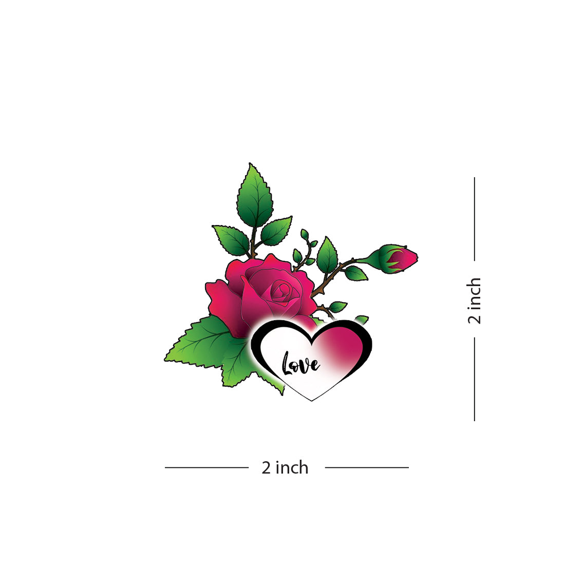 Love Rose Leave Heart Temporary Tattoo Waterproof For Male and Female Temporary Body Tattoo
