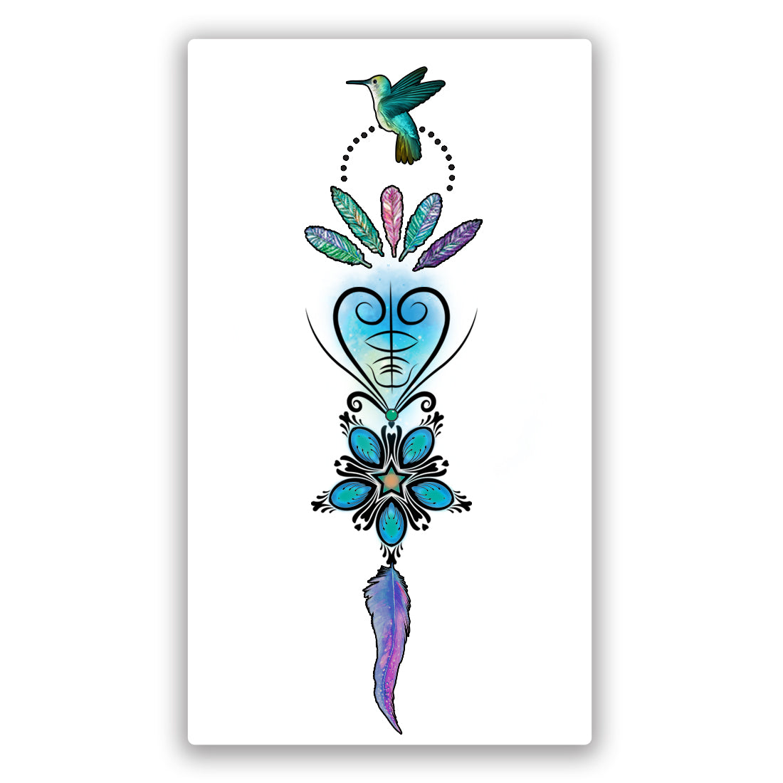 Birds with Feather Tattoo Waterproof Male and Female Multi Flower Temporary Tattoo