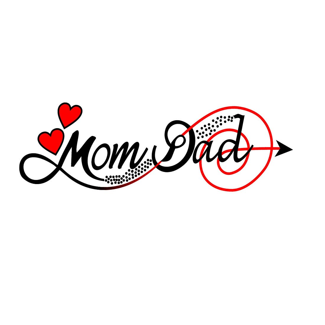 Mom Dad with Arrow Nice Tattoo Waterproof Men and Women Temporary Body Tattoo