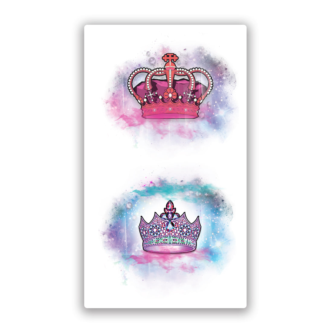 King and Queen Multicolor Crown Tattoo Waterproof Temporary Body Tattoo