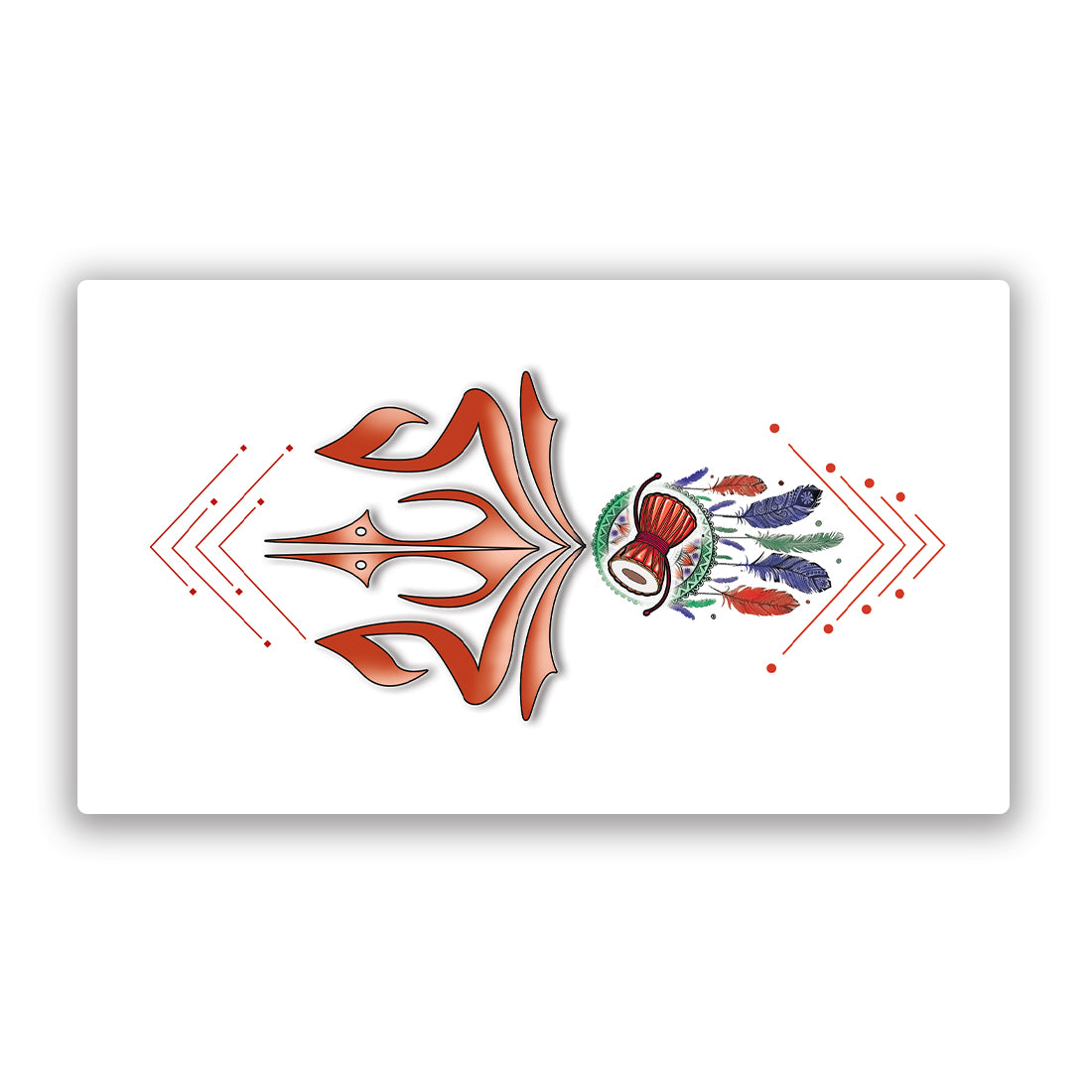 Trishul with Damru Tattoo For Waterproof Feathers Temporary Body Tattoo