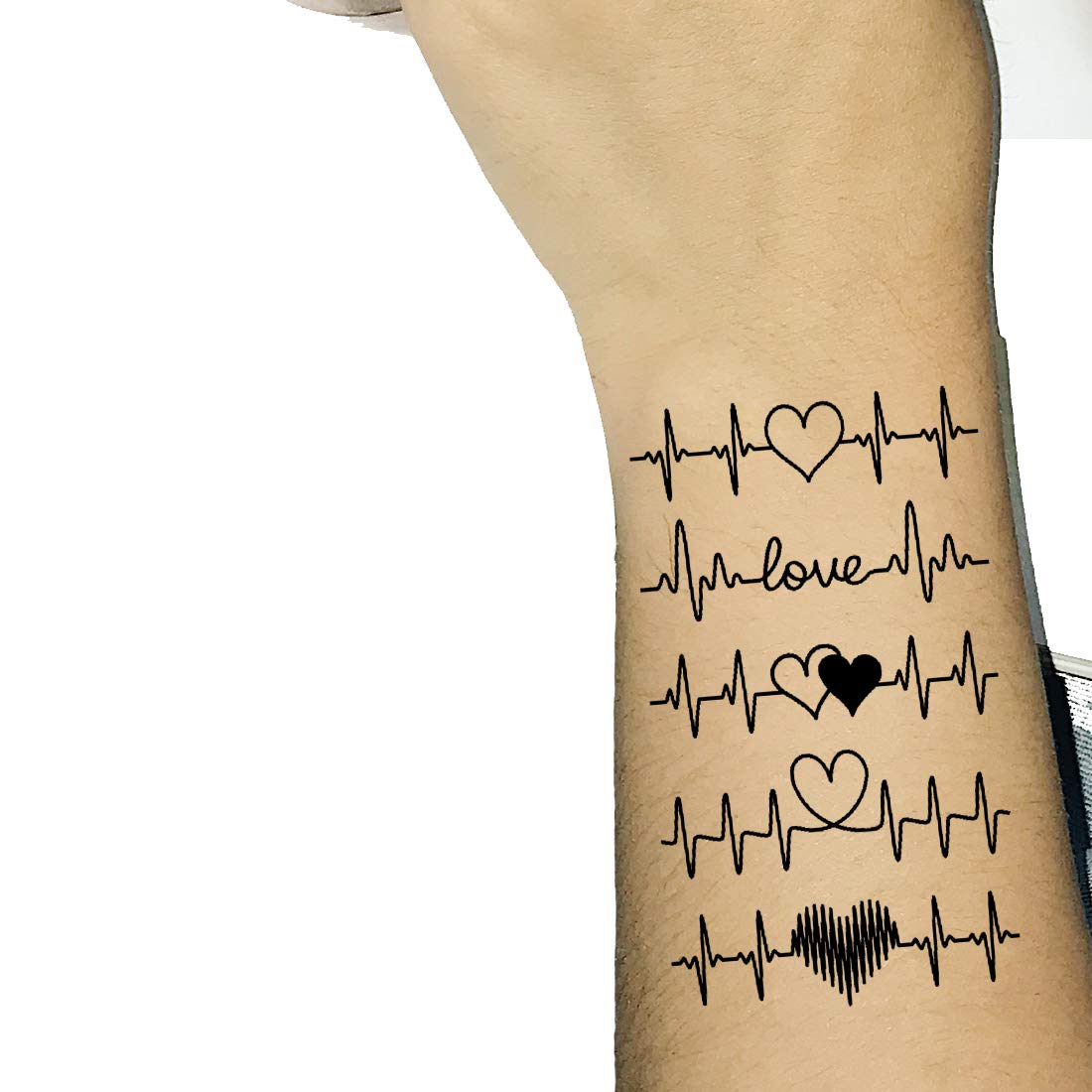 Heart Beat Line Waterproof Men and Women Temporary Body Tattoo
