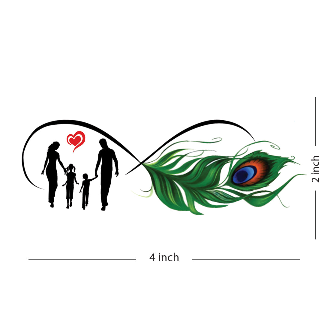 I Love My Family Infinite Peacock Feather Temporary Tattoo Waterproof For Boys and Girls Temporary Body Tattoo