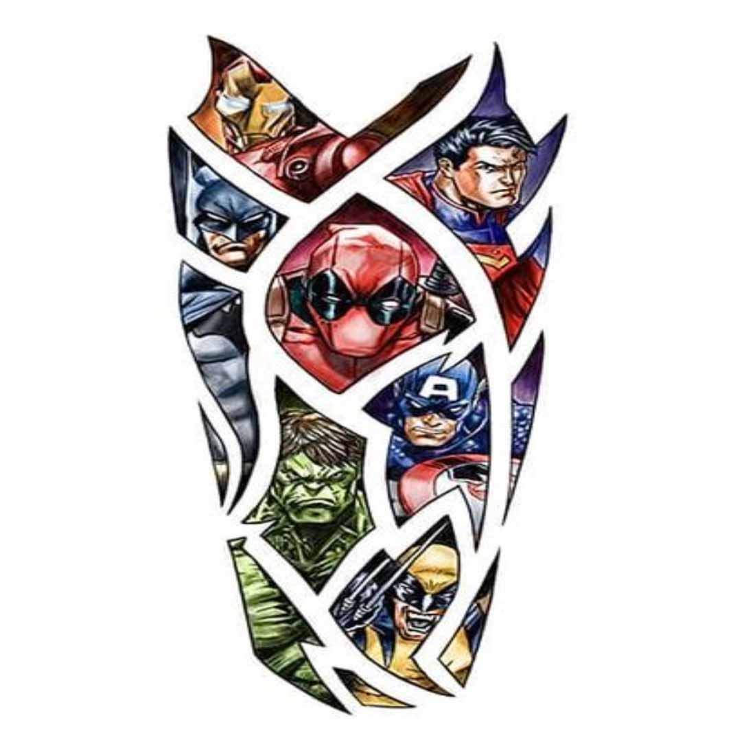 Avengers Marvel Sleeve Tattoo Temporary Waterproof Tattoo For Men and Women