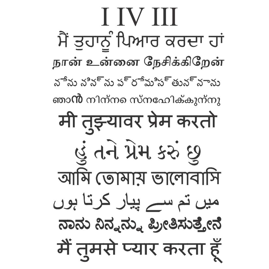 I Love You All Indian Language Tattoo Waterproof Male and Female Temporary Body Tattoo - Temporarytattoowala