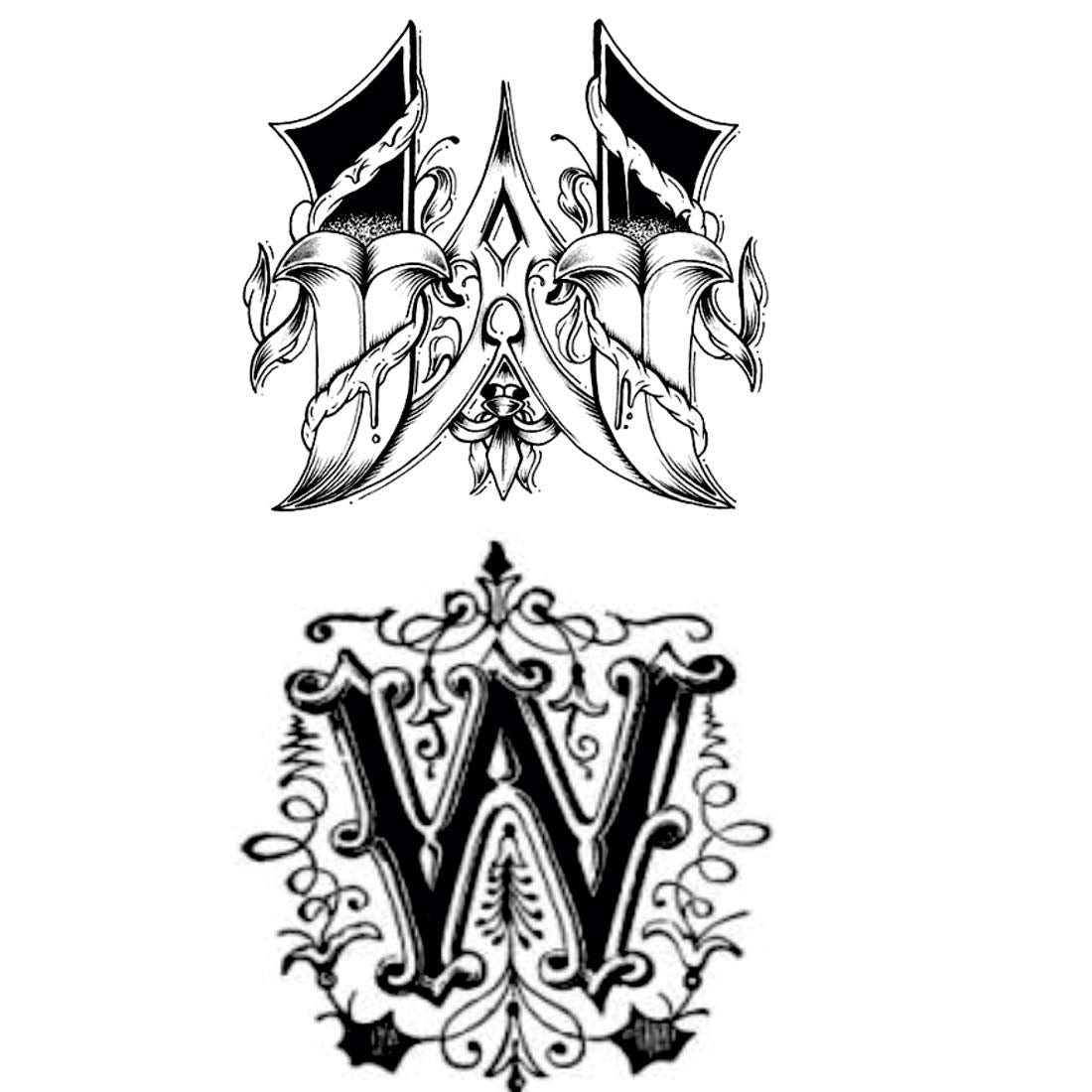 Temporary Tattoowala Name W Letter Two Alphabet Design Body Temporary Tattoo Waterproof For Girls Men Women