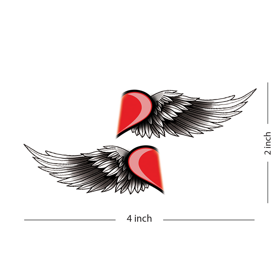 Heart With Wing Two Pack Temporary Tattoo Waterproof For Male and Female Temporary Body Tattoo