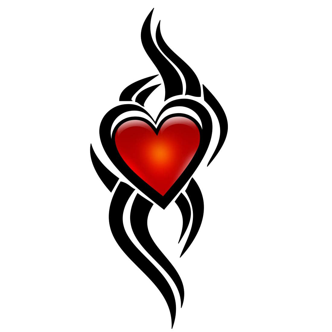 Single Heart with Wings Temporary Waterproof Tattoos For Men and Women