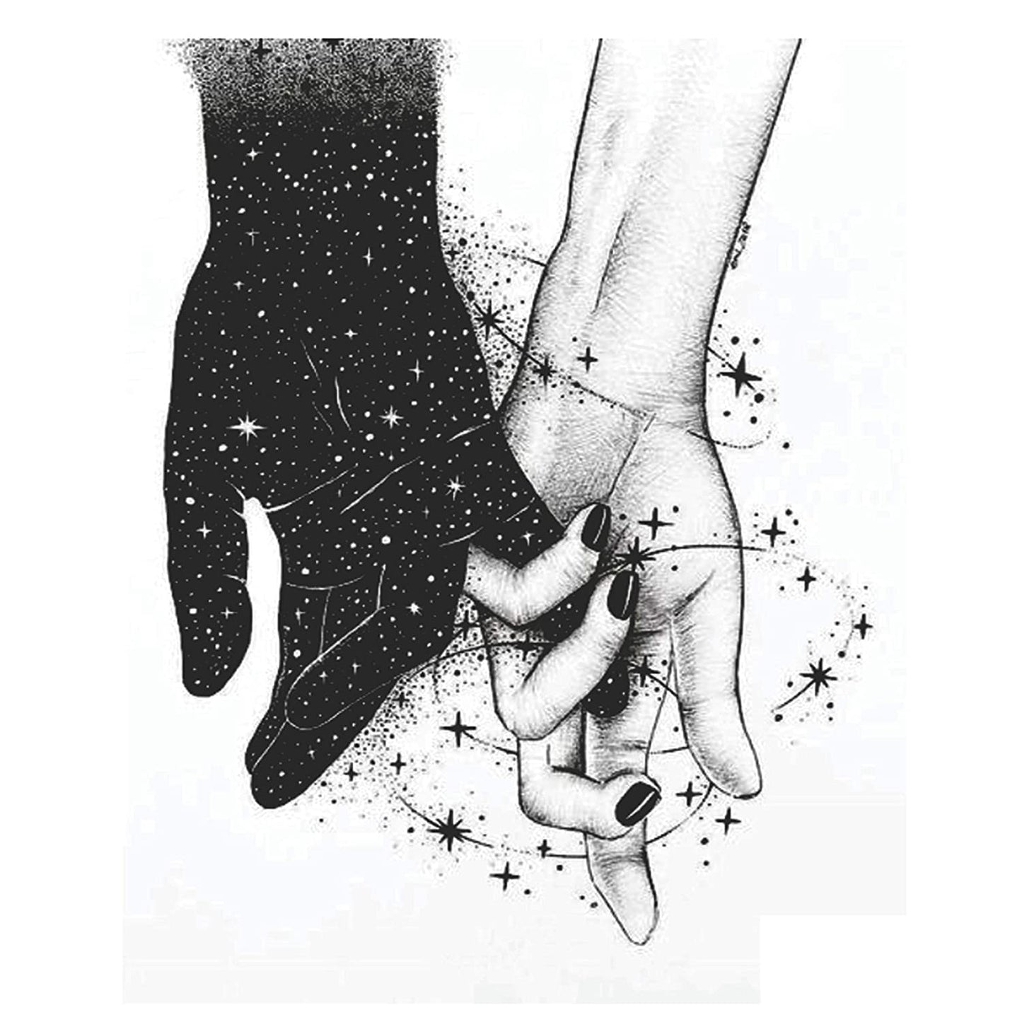 Couple Hand Together Tattoo Waterproof Male and Female Temporary Body Tattoo - Temporarytattoowala