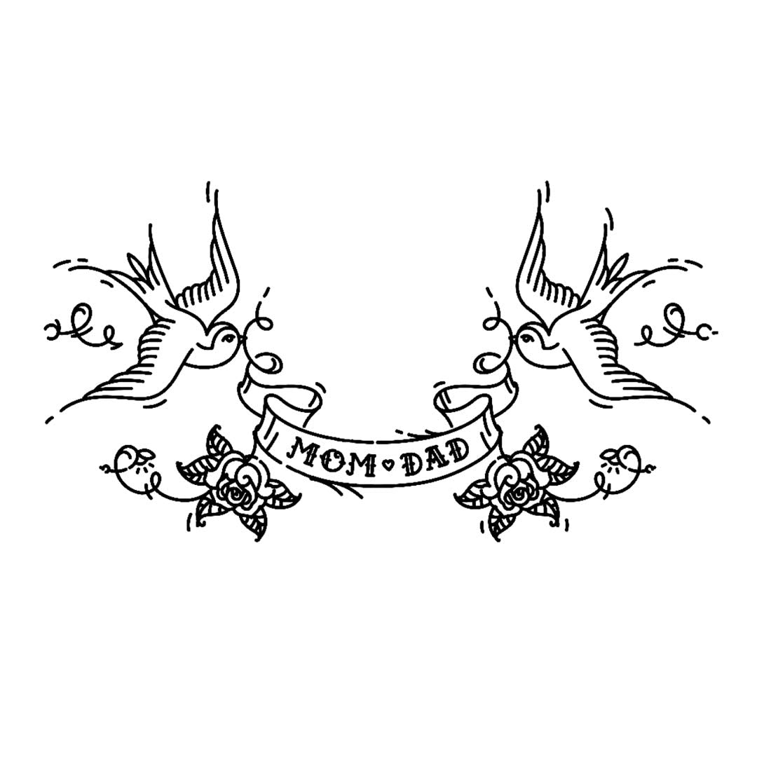 Temporary Tattoowala Mom Dad with Birds Tattoo Waterproof Men and Women Temporary Body Tattoo