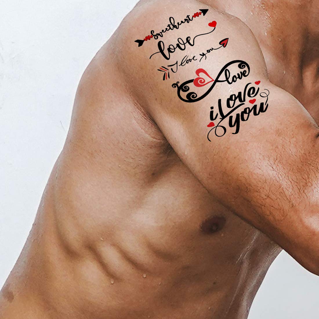 Love You Tattoo Heart Arrow Waterproof Men and Women Temporary Body Tattoo