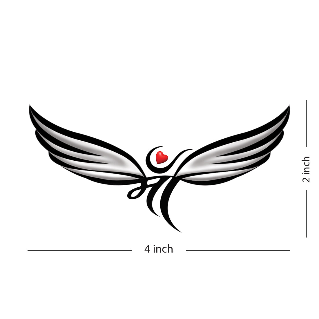 Maa with Wings and Heart Tattoo Waterproof For Boys and Girls Temporary Body Tattoo
