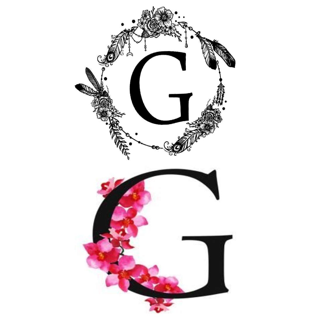 Name G Letter Tattoo Alphabet Two Design Body Temporary Tattoo Waterproof For Girls Men Women