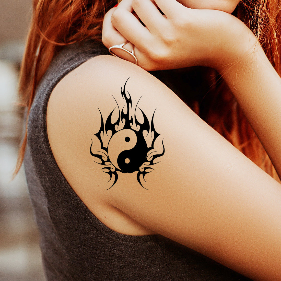 Fire Ball Black Tattoo Waterproof Male and Female Temporary Body Tattoo - Temporarytattoowala