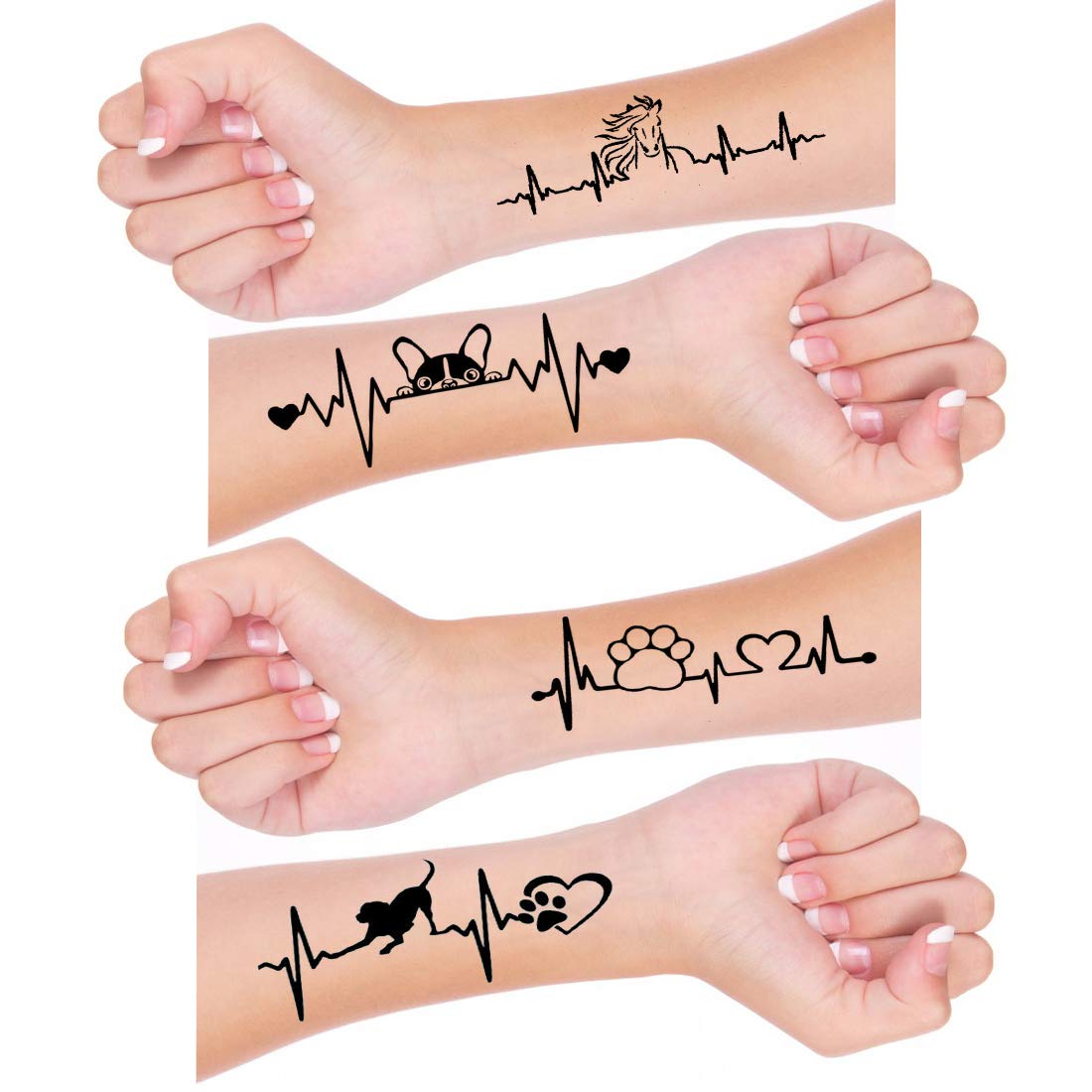 Temporary Tattoowala Animals Heart Beat Foot Print Temporary Tattoo Waterproof For Girls Men Women
