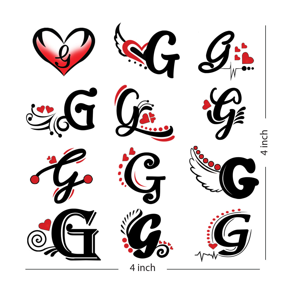 G Name Alphabet Tattoo Waterproof For Men and Women Temporary Body Tattoo