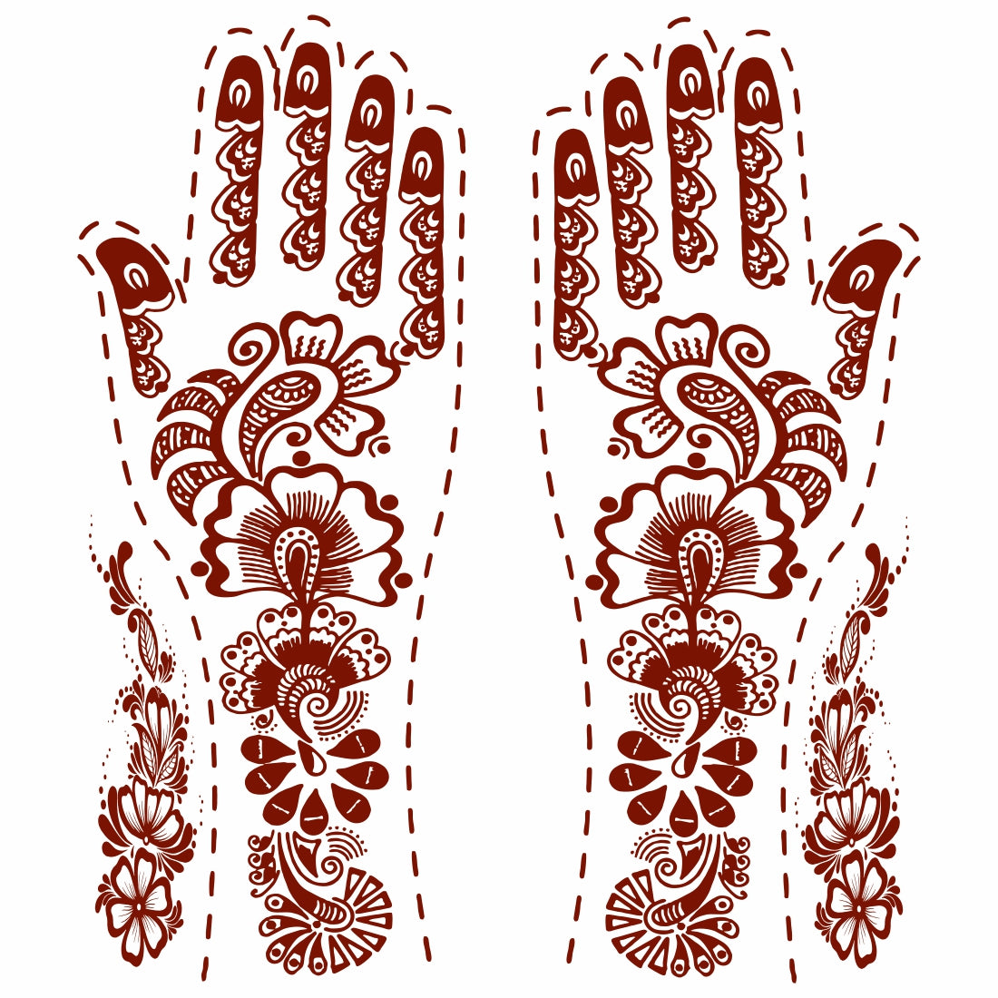 Full hand Henna Tattoo Design Both Hand (one pair) Feel Realistic Mehndi Color on Hand