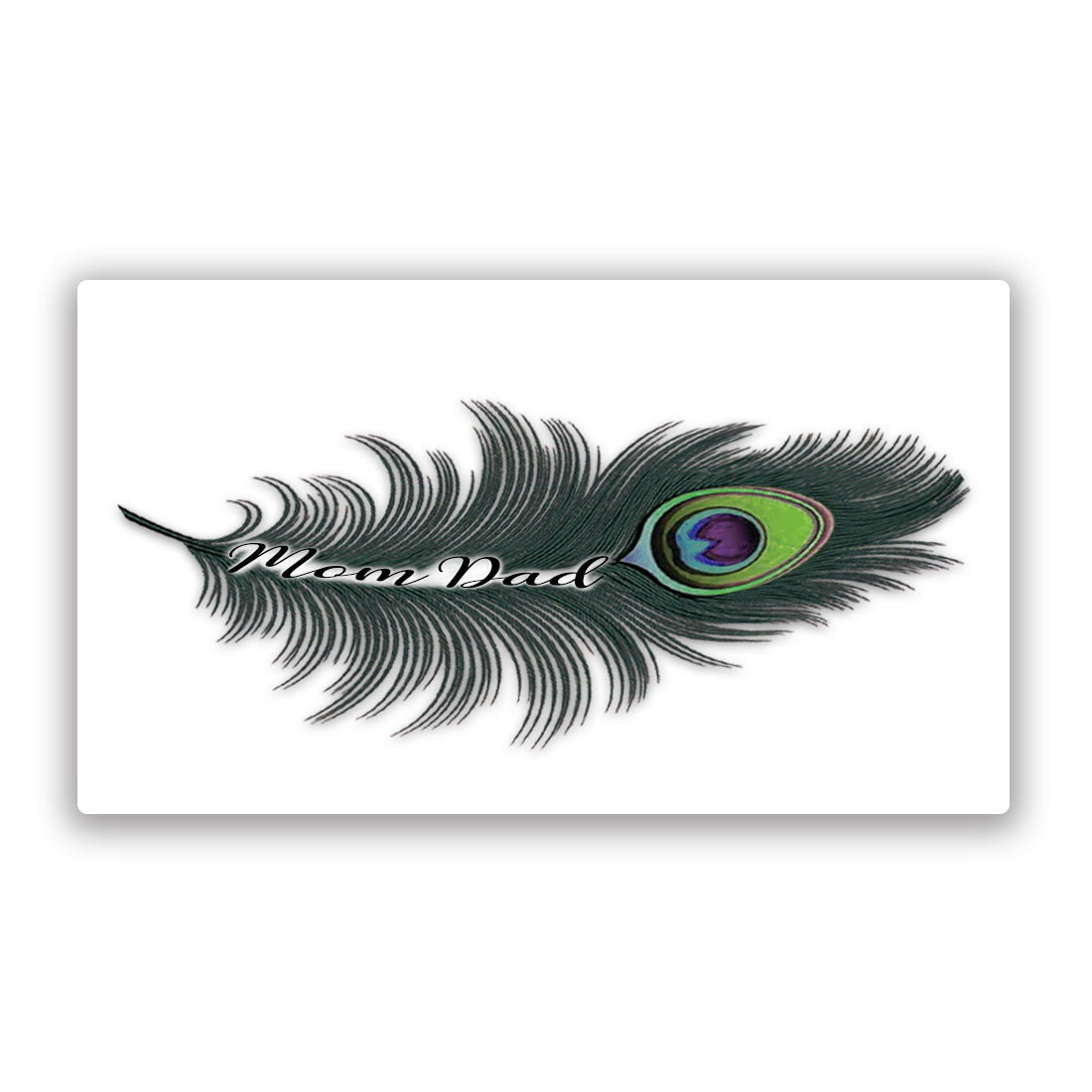 Green Feather Mom with Dad Tattoo Waterproof For Girls and Boys Temporary Body Tattoo