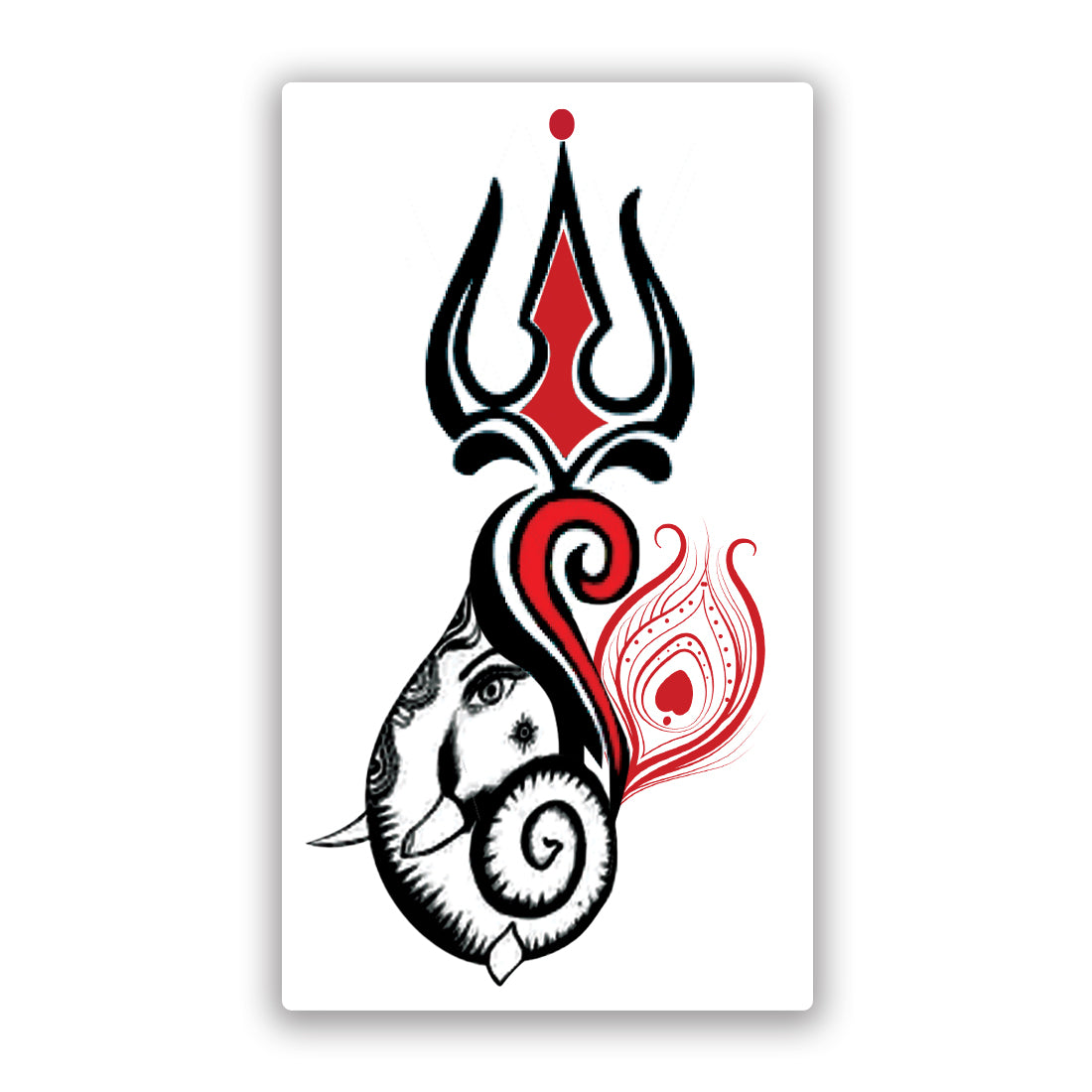 Trishul with Ganesha Tattoo Waterproof Gods Feather Temporary Body Tattoo