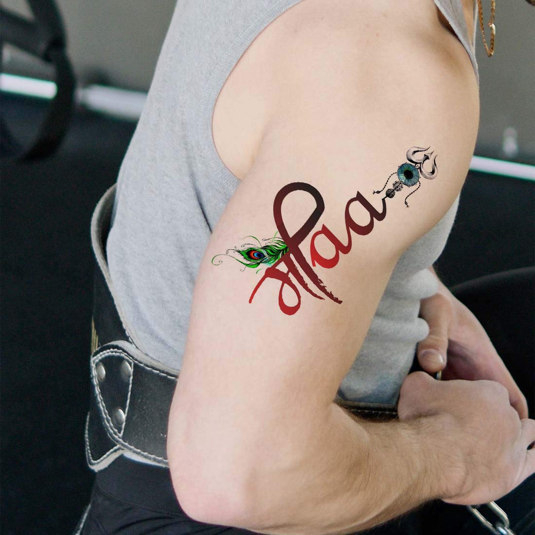 Maa Paa With Om Tattoo Waterproof Men and Women Temporary Body Tattoo