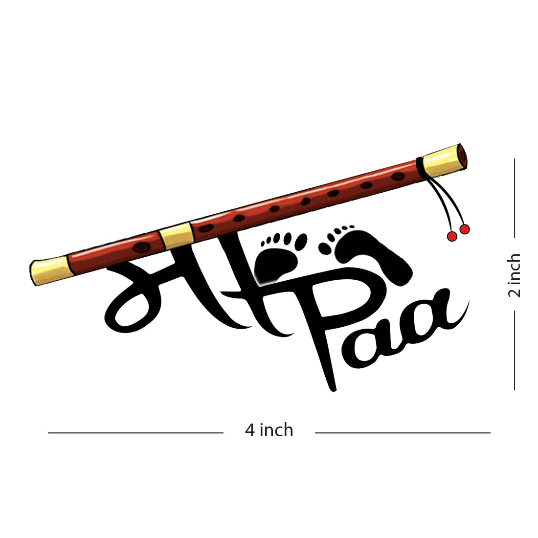 Maa Paa with Flute Tattoo Waterproof Temporary Tattoo