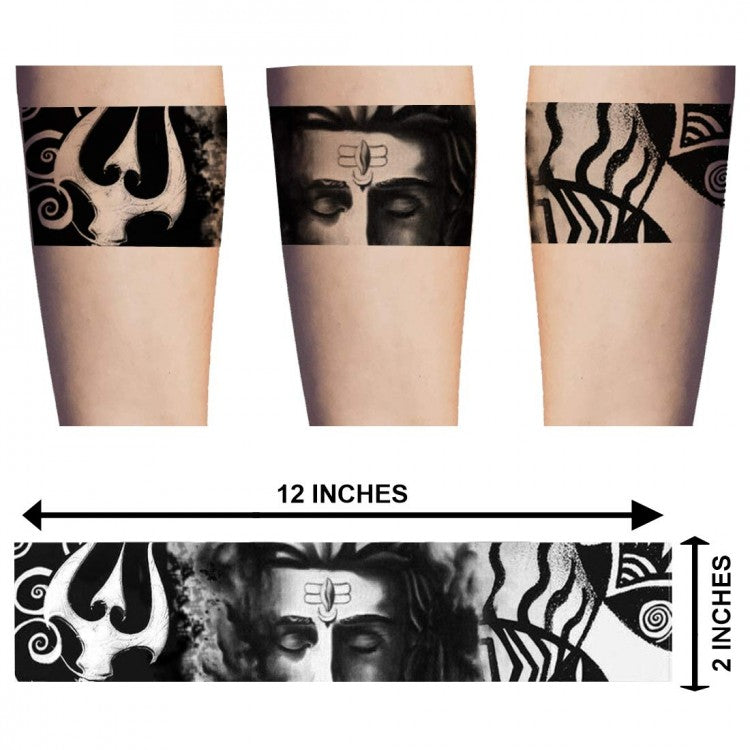 Lord Shiva with Trishul Tribal Hand Band Temporary Body Tattoo  (Shiva with Trishul Tribal Hand Band Tattoo
