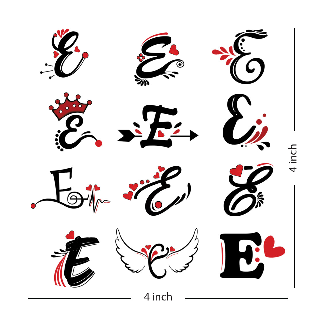 E Name Tattoo, Alphabet Tattoo, Temporary Tattoo, Tattoo, Sticker, Tattoo,