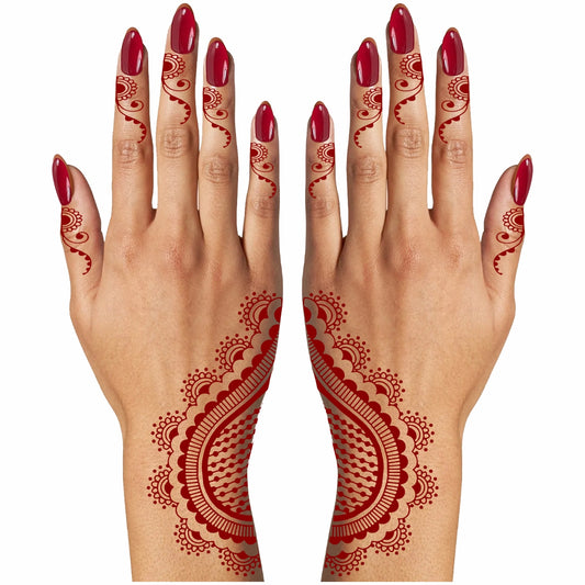 Full Hand Half Heart Henna Tattoo Both Side Waterproof For Girls Women Temporary Body Tattoo