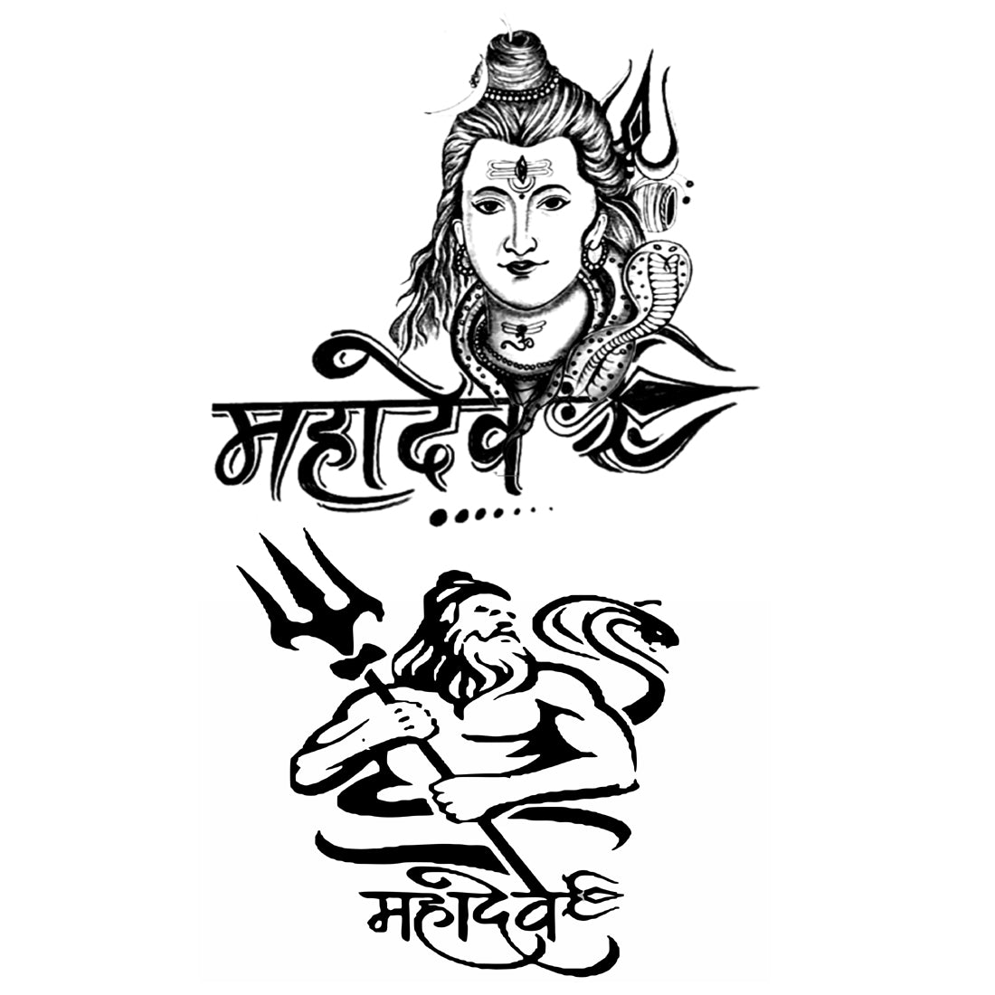 Mahadev God Sticker Temporary For Men Shiv Trishul Sticker Waterproof Body Tattoo