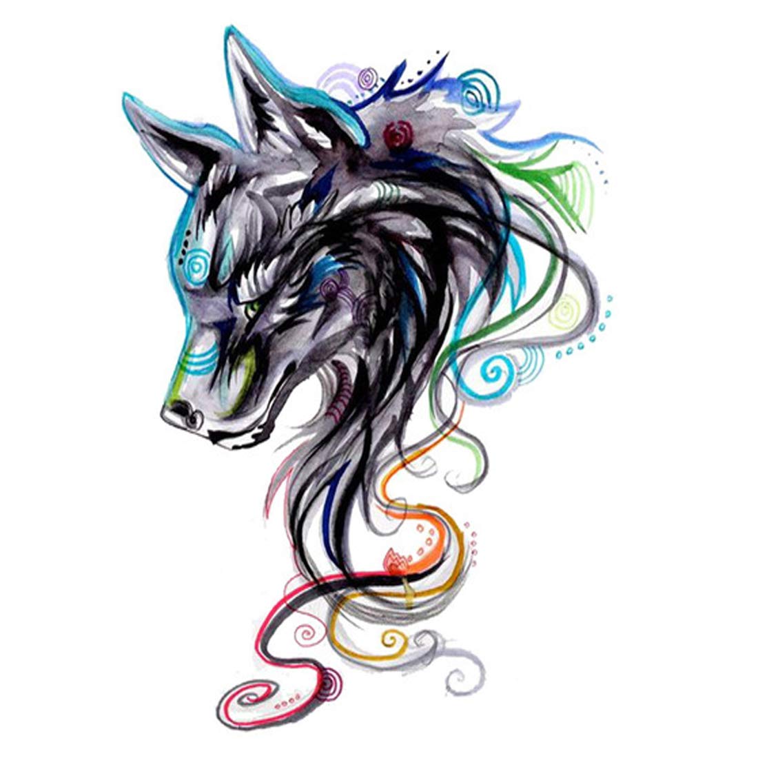 Hungry Dog with Fish Tattoo Waterproof Male and Female Temporary Body Tattoo - Temporarytattoowala