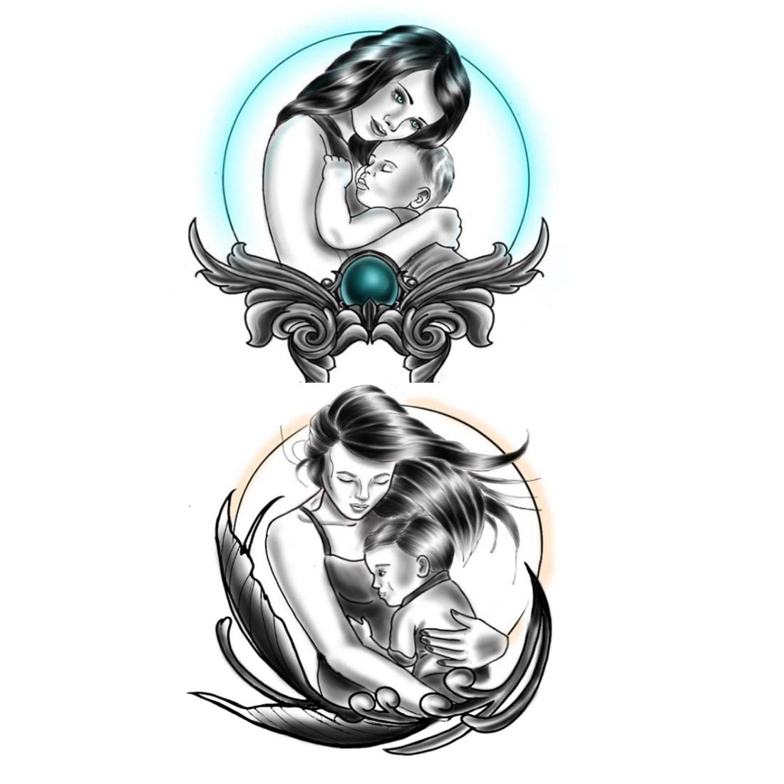 Maa (Mom) Baby Tattoo Design Men Women Waterproof Temporary Body Tattoo