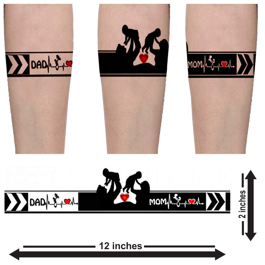 Loving Mom and Dad With Our Baby Hand Band Waterproof Temporary Body Tattoo for Boys and Girls Men and Women