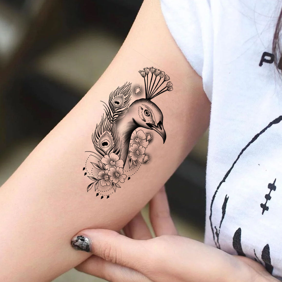 Peacock and Feather Temporary Body Tattoo For Men and Women
