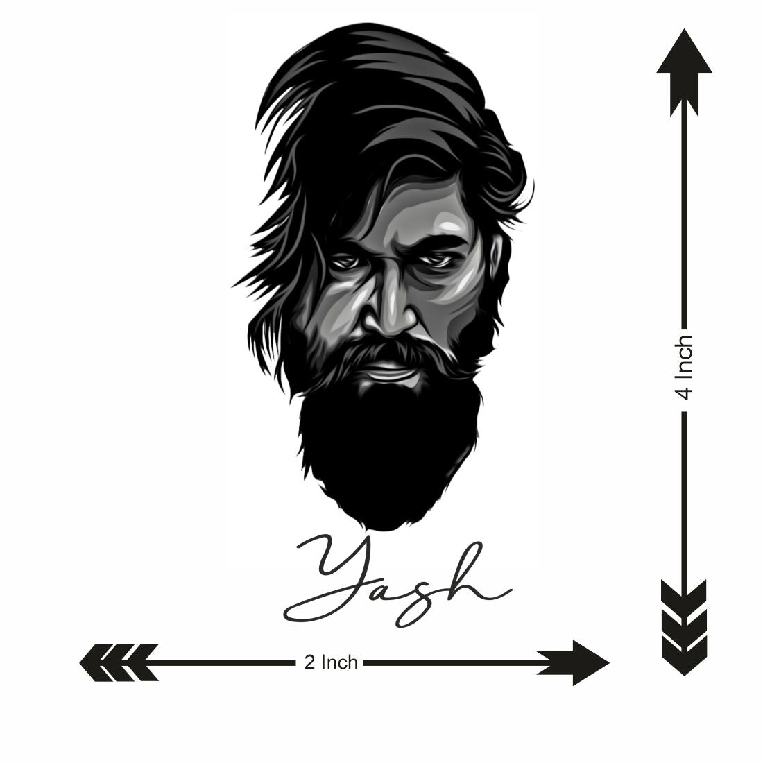 KGF Movie Yash Face Tattoo Actors Waterproof Men and Women Temporary Body Tattoo