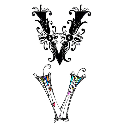 Name V Letter Tattoo Alphabet Body Temporary Tattoo Waterproof For Girls Men Women