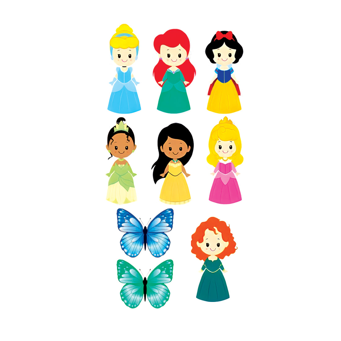 Princess Doll with Butterfly Barbie Waterproof For Kids Girls Temporary Tattoo