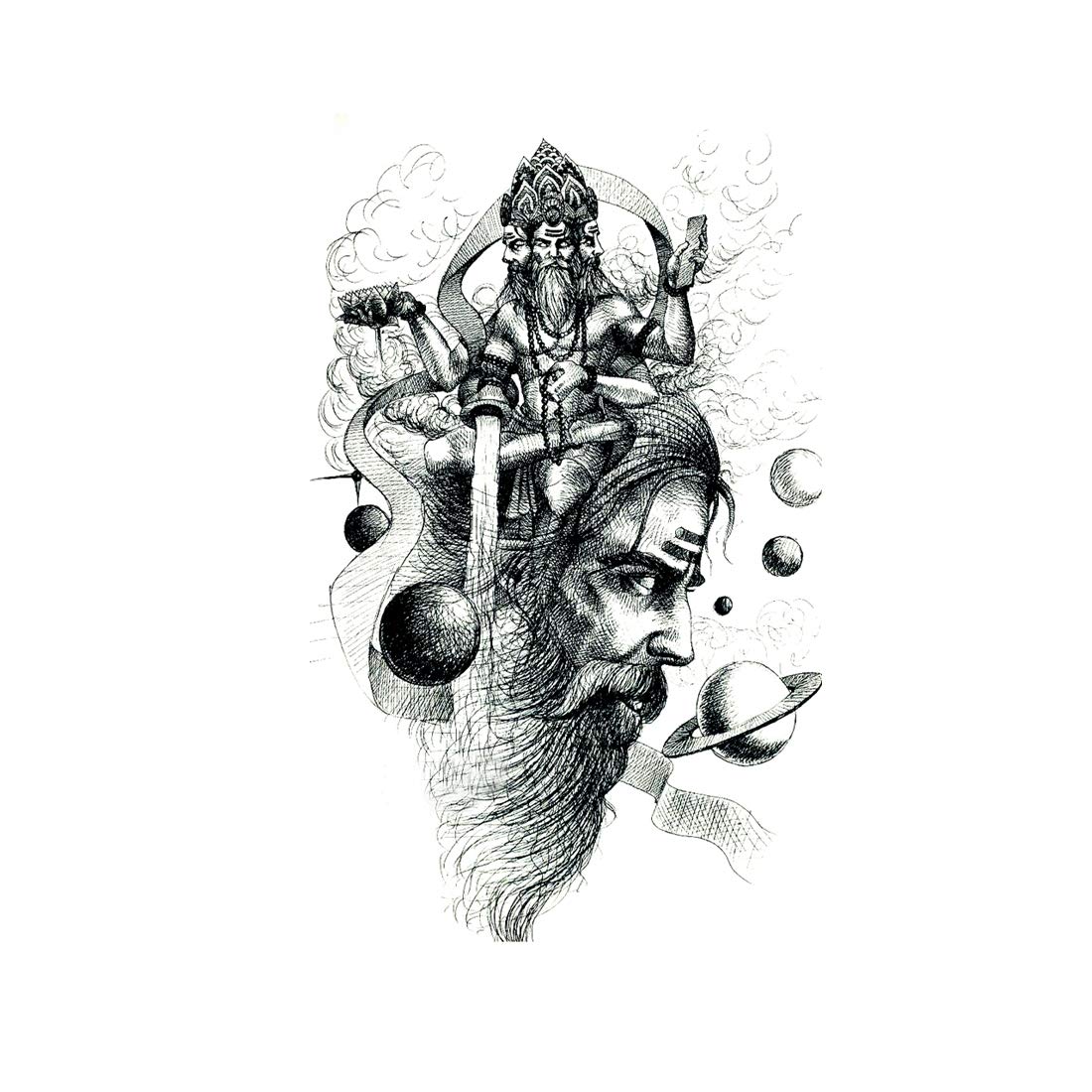 Brahma with Shiv God Temporary Body Tattoo Men and Women Waterproof