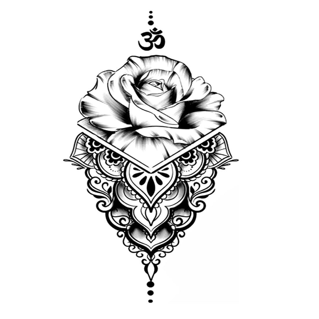 Om with Flower Design Tattoo Waterproof Men and Women Temporary Body Tattoo - Temporarytattoowala