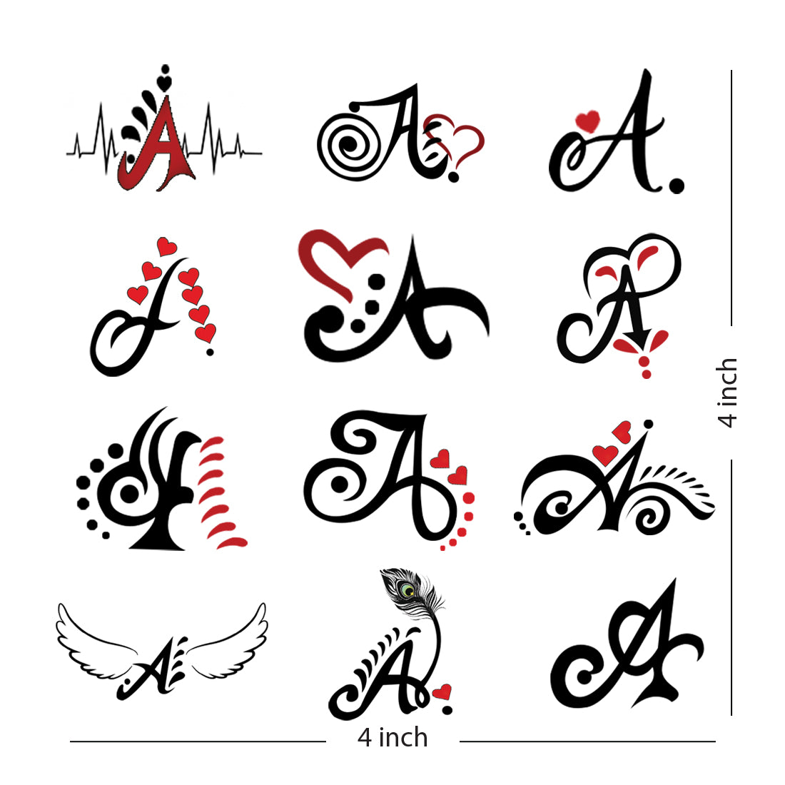 A Name Alphabet Tattoo Waterproof For Men and Women Temporary Body Tattoo