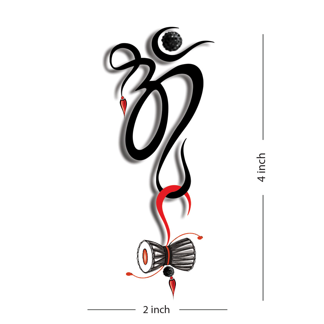 Om with Rudraksha and Damru Shiv Gods Waterproof For Boys and Girls Temporary Body Tattoo