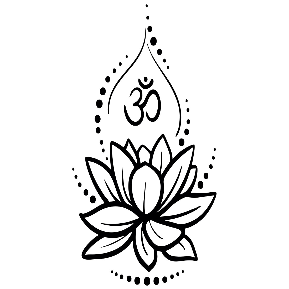 Om with Louts Flower Tattoo Waterproof Sticker Temporary Body Tattoo For Girl