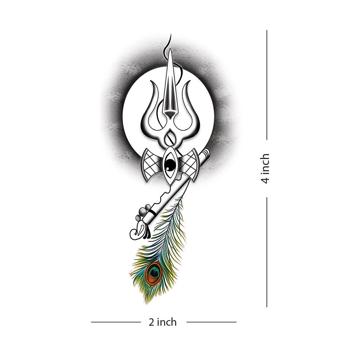 Trishul Feather Tattoo Compass Waterproof For Women Temporary Tattoo